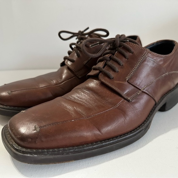 Bacco Bucci Men’s 9 Oxford Brown Leather Dress Shoes Made In Italy - Picture 1 of 15